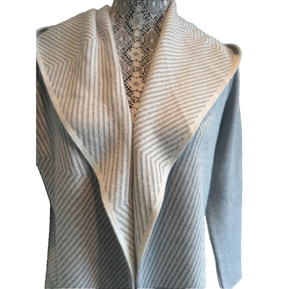 Lineamaglia 48 % Wool Blend Open Cardigan Hooded Size Small Gray Italy - Picture 6 of 13